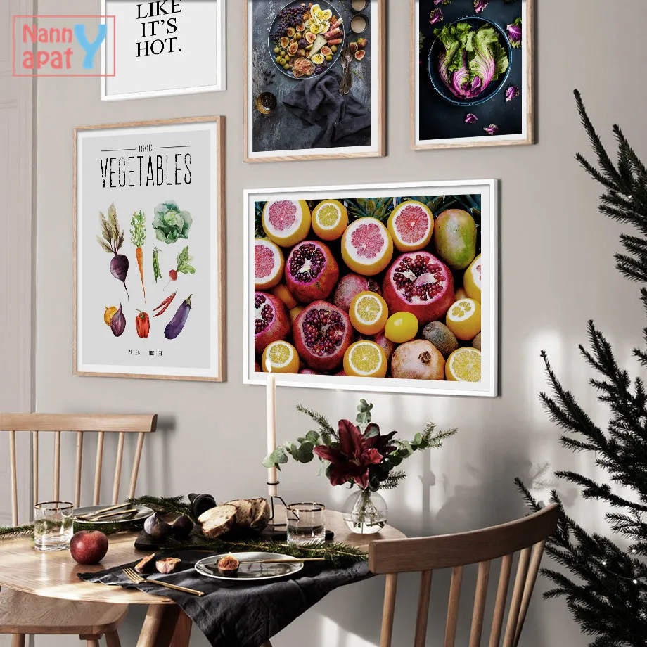 Nordic Style Kanvas Glezna Mūsdienu Mājas Dekorēšana, Augļi un Dārzeņi, Moduļu Iespiesti Attēli Sienas Mākslas darbu Virtuves Plakāts