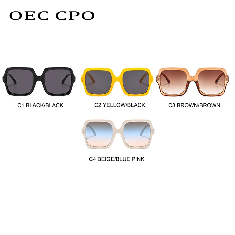 OEC CPO Sieviešu Vintage Lielizmēra Kvadrātveida Saulesbrilles Dāma Liels Rāmis Melnās Saules Brilles Sieviešu Modes Unisex Brilles UV400 O619