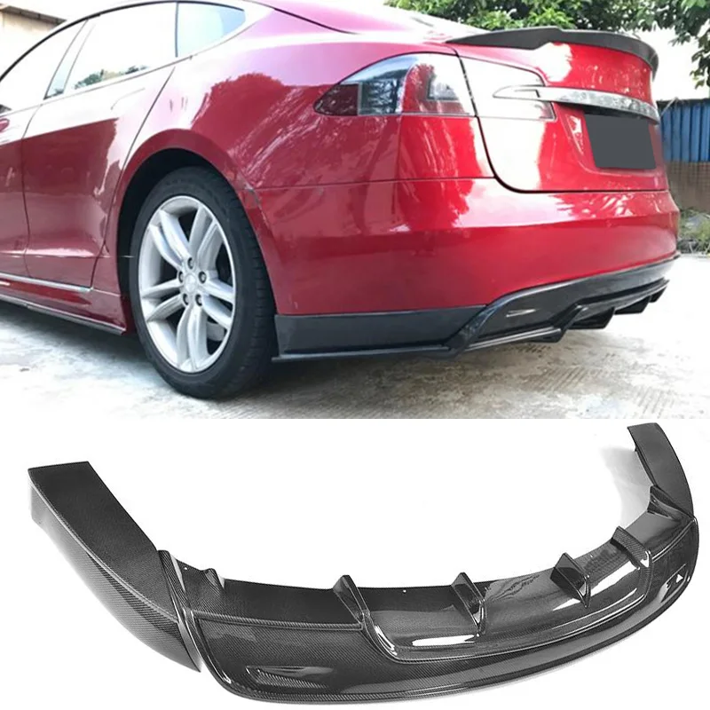 Oglekļa Šķiedras Aizmugures Bufera Difuzoru Lūpu Par Tesla Model S Sedans 4 Durvju 2016 2017 Automašīnas Aizmugurējā Bufera Difuzoru Lūpu Spoilers Sadalītāji