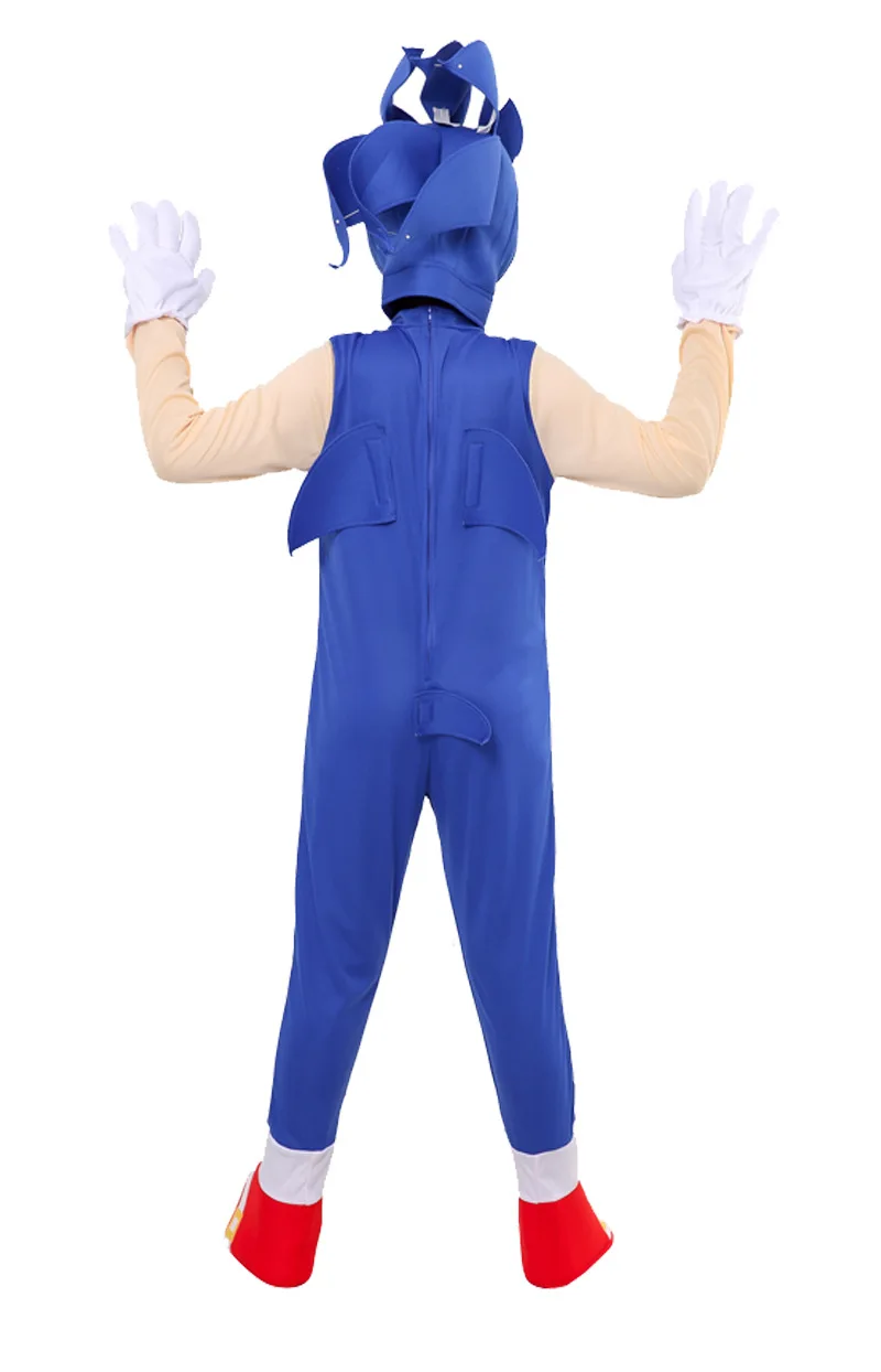 OHMETOY Sonic Ezis Kostīms Bērniem, Spēles Raksturs Cosplay Halloween Darbības Apģērbu Ar Jumpsuits Cepuri Ārējie Cimdi