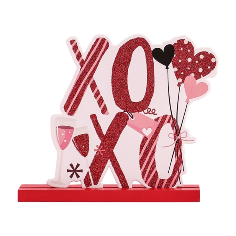 OOTDTY Valentīna Dienas Galda Rotājumi Vakariņas Puse, Koka Centerpieces Zīmi Mīlestība Kiss Me XOXO Lūpām Valentīndienas Dāvana