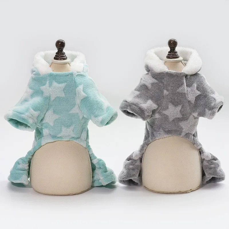 Pet Suņu Apģērbu Modes Biezāku Apģērbu Suņiem Silts Vidēji Četras Kājas Tērpiem Gudrs Pelēkā Vārna Chihuahua Zvaigžņu Rudens Ziemas Zēns Chien