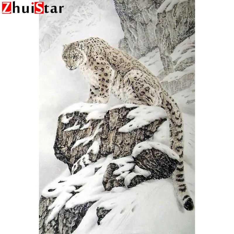 Pilnu kvadrātveida 5D DIY dimanta krāsošana snow leopard izšuvumi krustdūrienā mozaīkas apdare rhinestones bildes WHH
