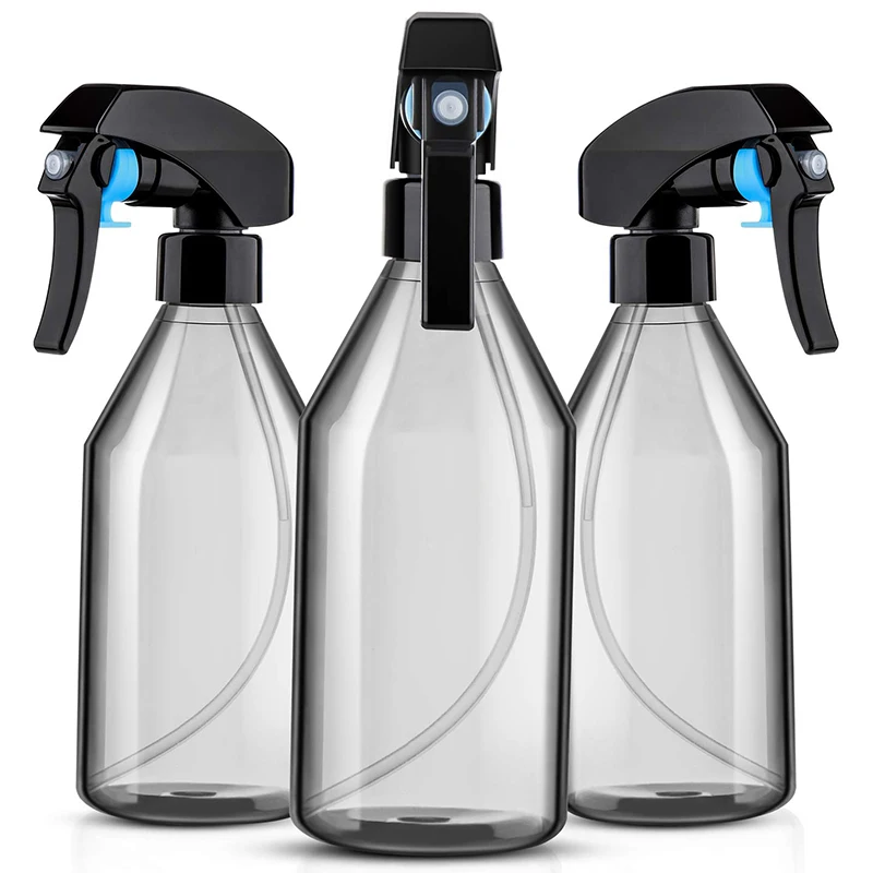 Plastmasas Aerosola Pudeles Tīrīšanas Šķīdumi,10OZ Tukšu Konteineru Atkārtoti ar Izturīgu Melnu Gaili Miglotājs, 3Pack