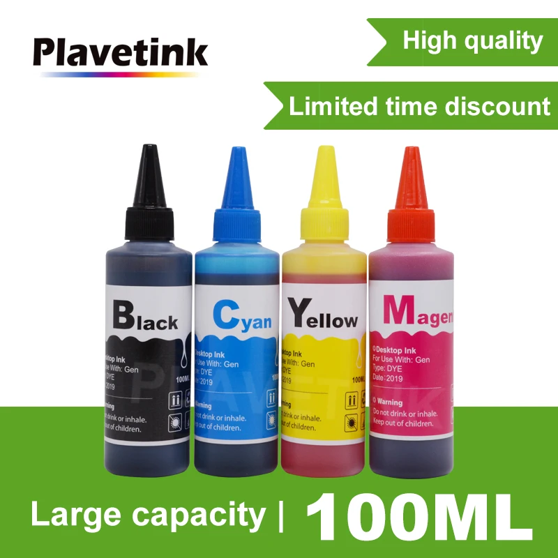 Plavetink Universal Dye Tintes Uzpildes Komplekts 4 Krāsas HP 650 XL Deskjet 1015 1515 2515 2545 2645 3515 Printera Kasetnes Ūdens bāzes