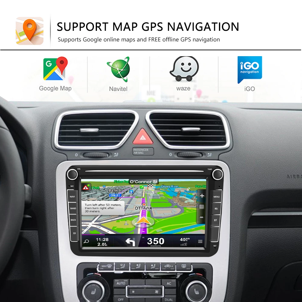 Podofo Auto Radio Android 8.1 2Din Auto MP5 Multivides Video Atskaņotājs, GPS Auto Radio Stereo 8