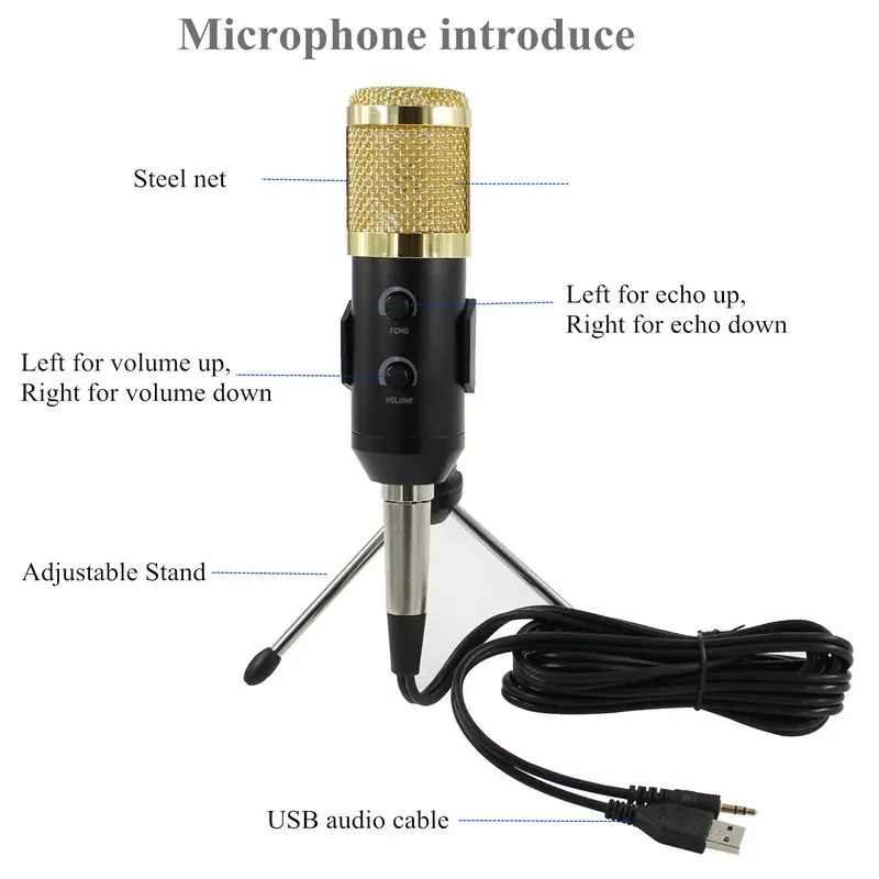 Profesionāls BM 900 USB Kondensatora Mikrofons ar Datoru, Studio Karaoke Mikrofons Video Ierakstīšanu Karaok