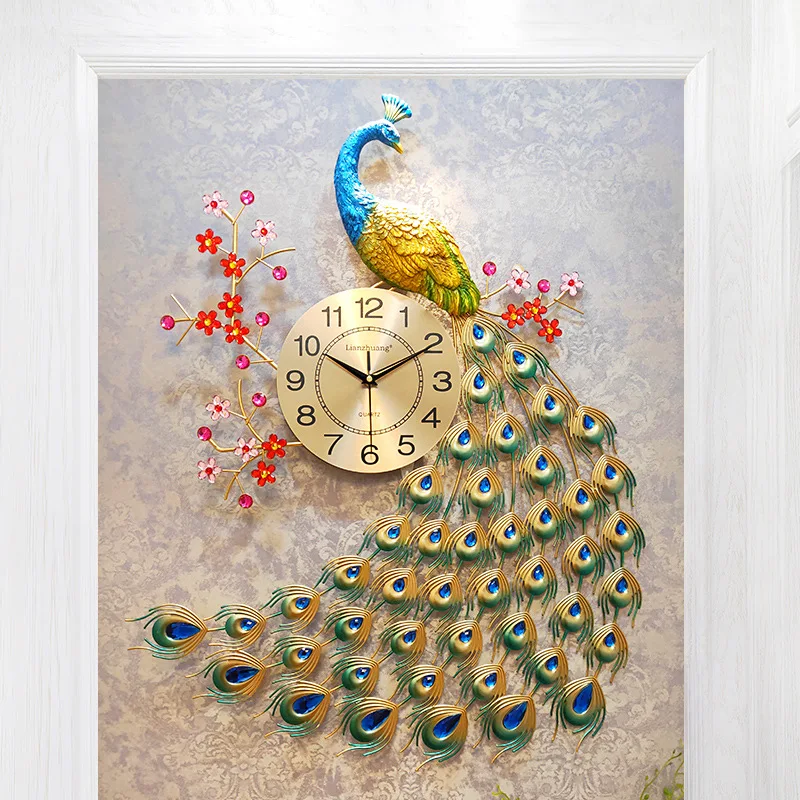 Pāvs pulkstenis sienas pulkstenis dzīvojamā istabā radošā modes pulkstenis vienkāršs atmosfēru sienas kartes sadzīves izslēgt kvarca pulkstenis ZM1106