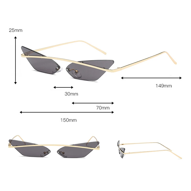 RBRARE bez apmales Cat Eye Saulesbrilles Sieviešu Ir 2021. Augstas Kvalitātes Mazo Saulesbrilles Metāla Rāmis Vintage Spogulis Saulesbrilles Vīriešiem Oculos