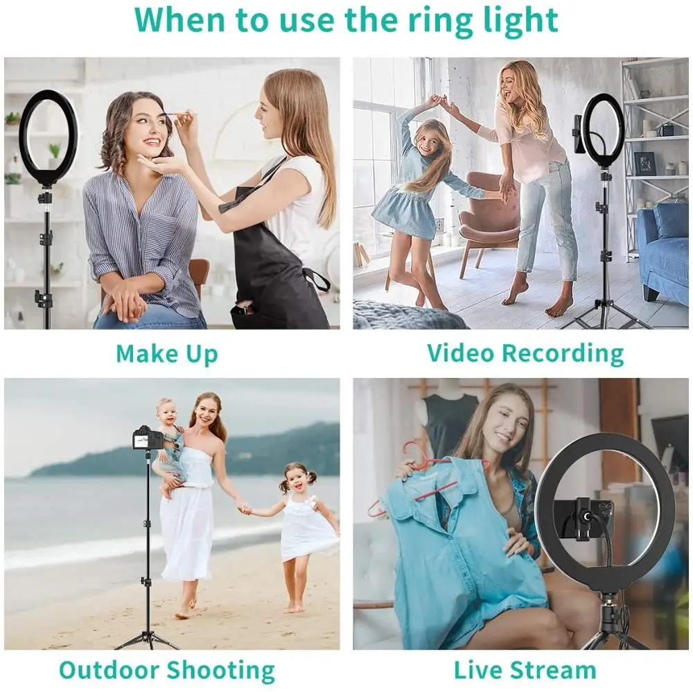 Regulējamas Fotogrāfija Apgaismojums Gredzenu Gaismas LED Selfie ar Statīvu Stāvēt Profissional Kamera Grims Foto Gredzens Luktura YouTube TikTok