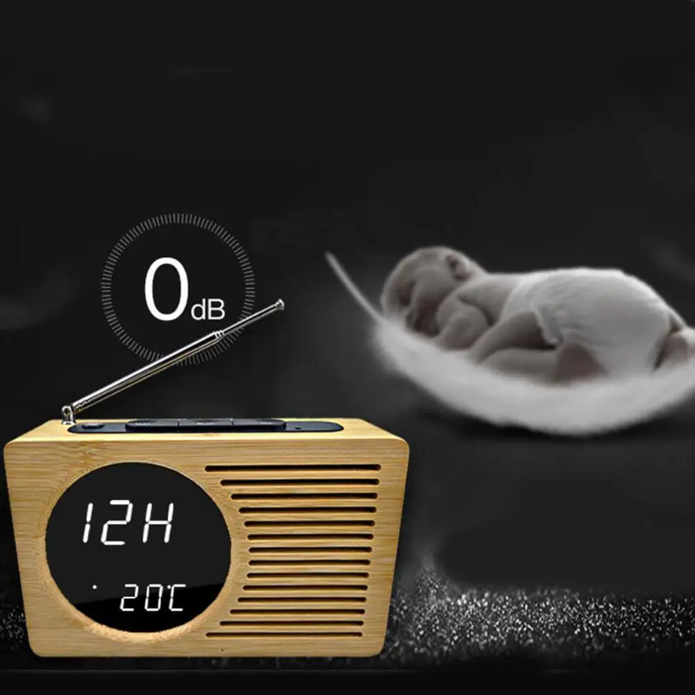 Retro Radio Modinātājs LED Ciparu Galda Galda Digitālo Radio Modinātājs Pulkstenis Ar Kalendāru Un Iekštelpu Temperatūras Displejs