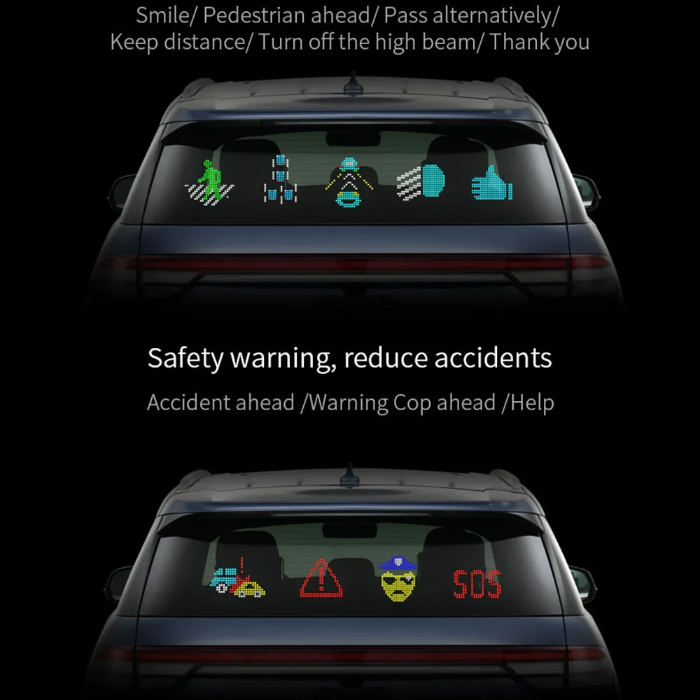 SATONIC Bluetooth Auto LED Stroble Ziņu Displejs Auto Uzlīmes Valdes 1700MAH Uzlādējams LIETOTNES iestatījumu piemērots IOS Android