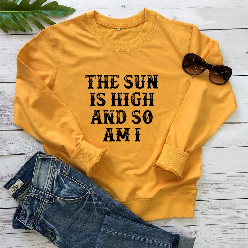 Saule Ir Augsta Un Tāpēc Es Esmu Sporta Krekls Gadījuma Sievietes Ar Garām Piedurknēm Grunge Džemperis, Džemperi Streetwear
