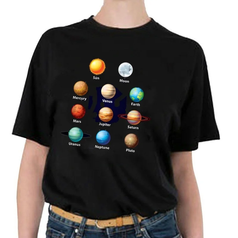 Saules Sistēmas T-Krekls Geek T Krekls Korejas Modes Lielgabarīta Tee Hipsters Grunge Stila Krekls Plutons Tee Krekli Jupiters, Saturns O-Nec