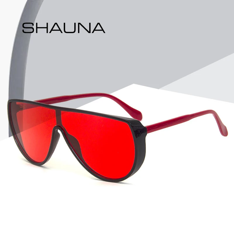 SHAUNA Flat Top Lielajam Viens Gabals Saulesbrilles Sieviešu Modes Ieplests Toņos Vīriešiem UV400