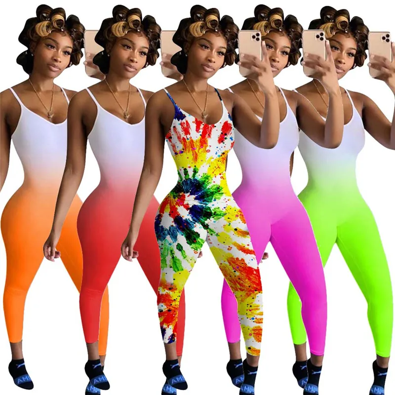 Sieviešu Izdilis Bodysuits Ilgi Jumpsuits Puse Kombinezonus Jumpsuits Piedurknēm (Dungriņi) Gradientu, Krāsu Playsuits Streetwear