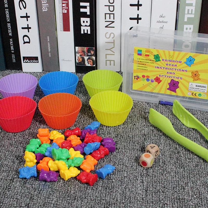 Skaitīšanas Lāči Ar Kraušanas Kausi Montessori Krāsu Šķirošanas Spēle Atbilstošas Rotaļlietas Izglītojošās Rotaļlietas, Dāvanas, Mācīšanās Un Izglītība