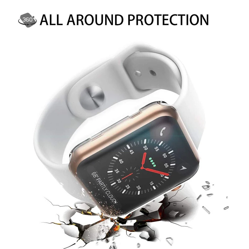 Skatīties PC Protector Gadījumā par Apple Skatīties Sērija 5/4/3/2/1 Ekrāna Aizsargs, 38mm 40mm 42mm 44mm Aizsardzības Gadījumā, TPU Skaidrs Vāciņu