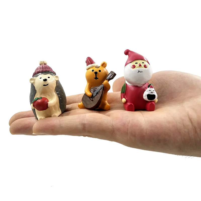 Slēpošana Ziemassvētku Decole Kaķis, Vāvere Sant Claus Miniatūras statuetes Apdare Pasaku Dārza statuja Sveķu amatniecības rotaļu auto rotājumi