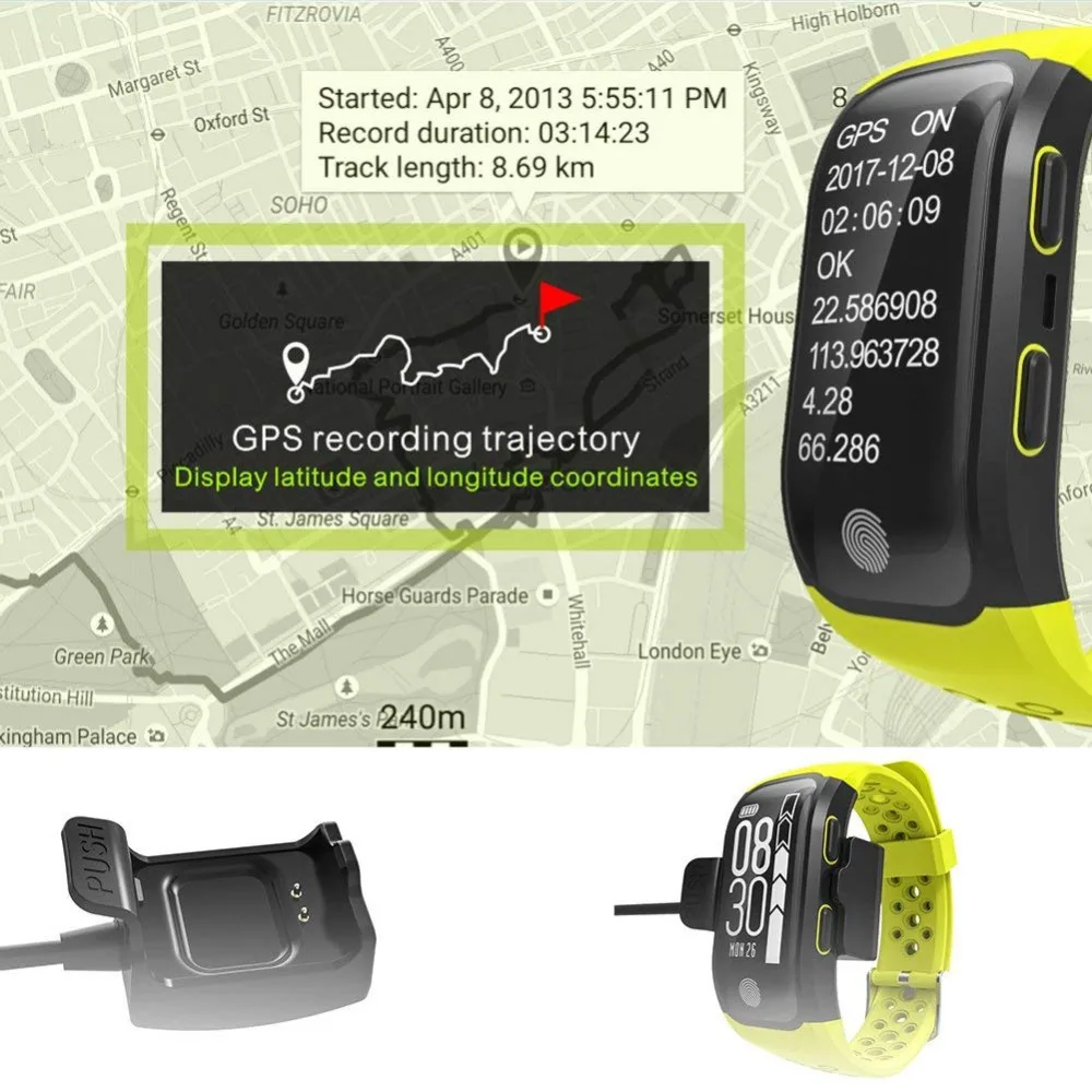 Smartwatch GPS Bluetooth IP68 Ūdensnecaurlaidīga Aproce Sporta Modeļi Sirds ritma Monitors Android, IOS, lai xiaomi skatīties vīrieši sievietes