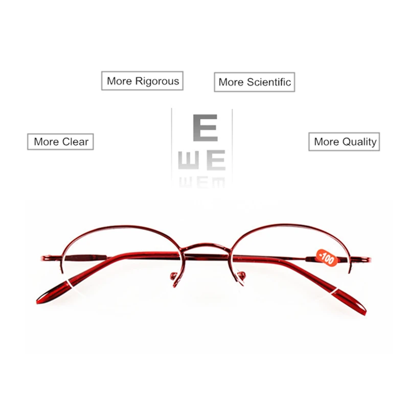 SUMONDY Recepšu Brilles Tuvredzība SPH -1.0, lai -6.0 Sieviešu Elipsei Pusi Sakausējuma Rāmja Brilles tuvredzīgo Dioptre UF23