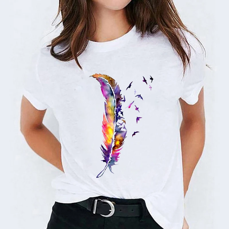 T-krekli, Tops Sievietēm, Ziedu Akvarelis Ziedu 90. gadu Tendenci Apģērba Izdrukāt Lady Sieviešu Grafiskais T Krekls Dāmas Sieviešu Tee T-Krekls