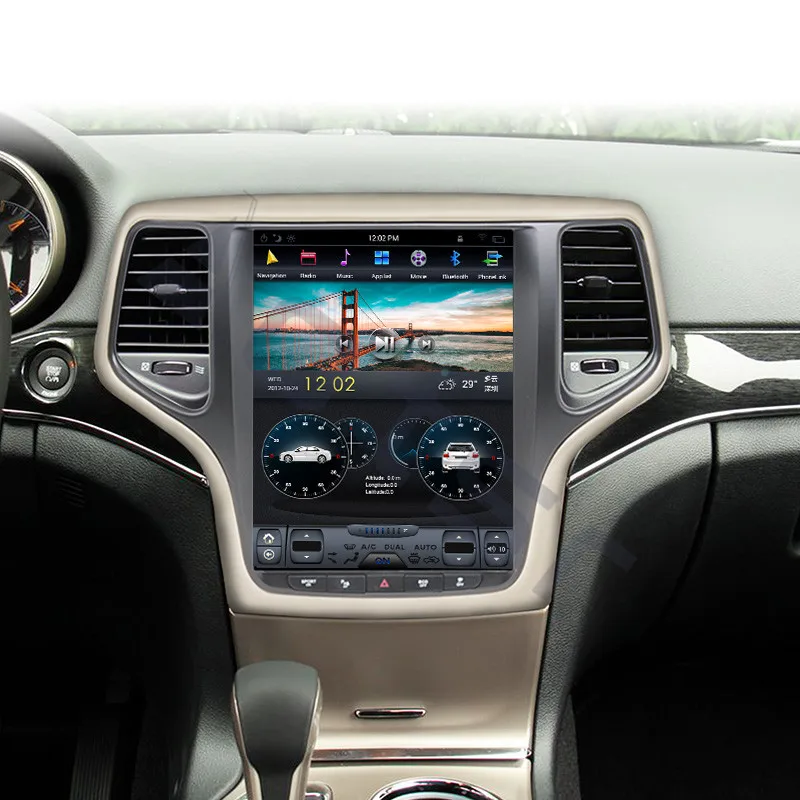 Tesla Stils Android 9.0 Touch screen Auto Multimedia Player jeep Grand Cherokee-2018 Audio Radio, stereo 2 din galvu vienības