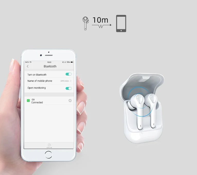 TWS Bezvadu Bluetooth 5.0 Austiņas Mini Earbuds Austiņu G9F mini Ar Mic Uzlādes Lodziņā Sporta Austiņas Xiaomi visiem Tālruni