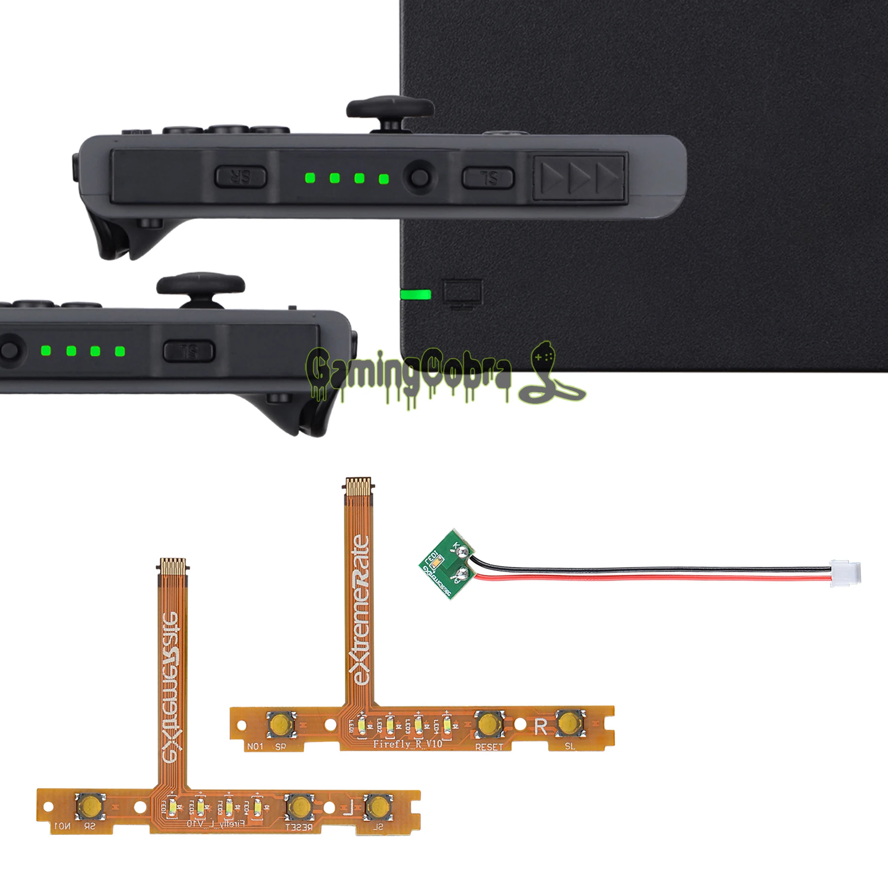 Tīra Zaļā SL, SR Pogas, kas Norāda Power Firefly LED Tūninga Komplekts par NS Slēdzis Joycons & Doks – Joycons & Doks, kas NAV Iekļauti