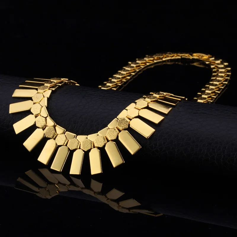 U7 Moderns Auskari Rokassprādze, Kaklarota, Uzstādīt Zelta/Sudraba Krāsu Sieviešu Modes Rotaslietas Puse Āfrikas sānslīdi kaklasaite Tērpu, Rotaslietu Komplekts S462