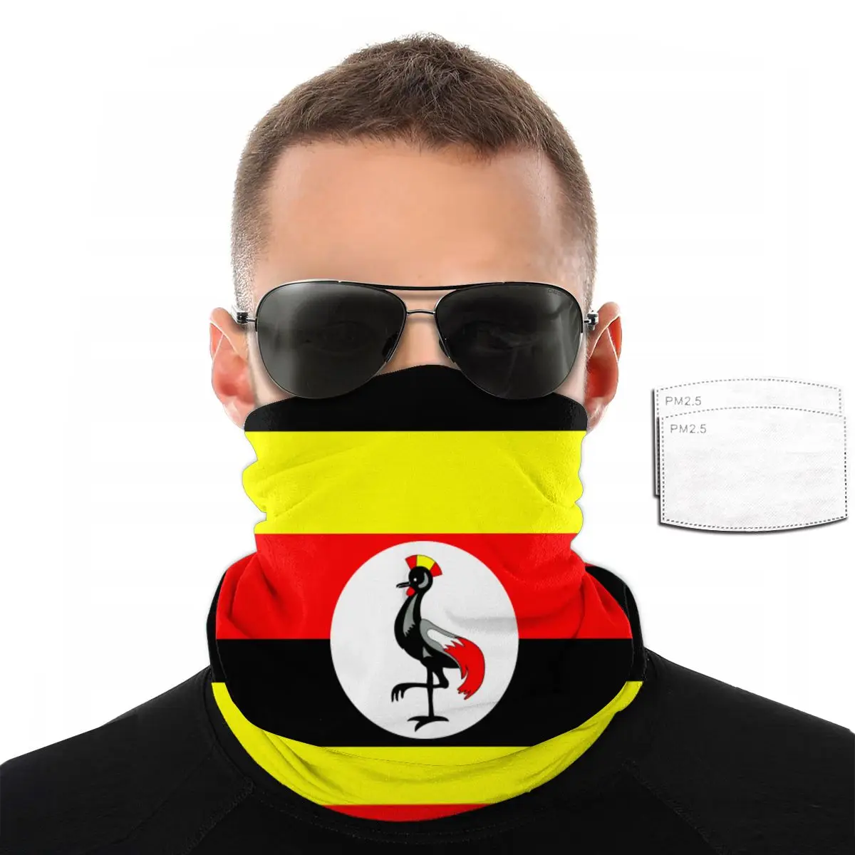Uganda Karoga Sejas Šalle Ar 2 Gab Filtrs Multi-purpose Lakatu ap galvu stiprināmas izjādes maska