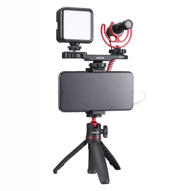 Ulanzi PT-8 PT-9 Viedtālrunis Vlog Mount Plate Gopro DSLR Fotokameras Sony A6300 A6400 Aukstā Apavu Vlog Stiprinājums Mikrofons LED