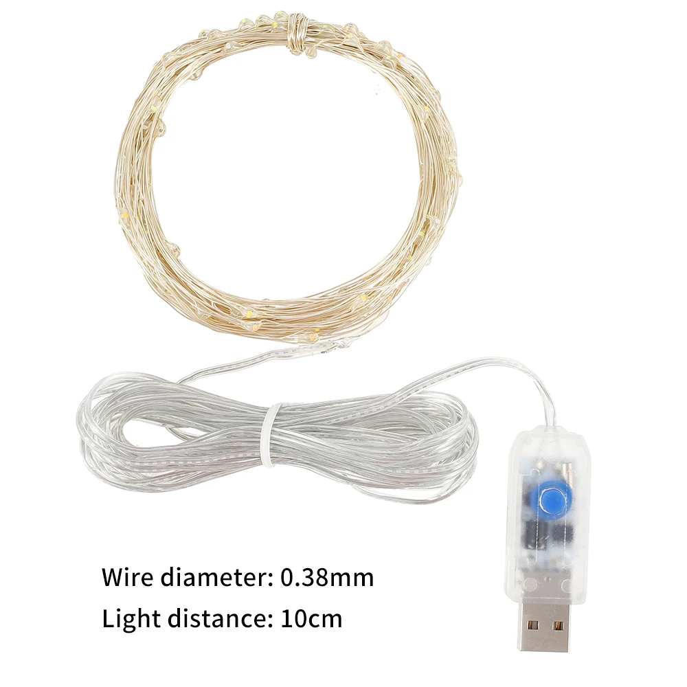 USB LED String Gaismas 10M 100 gaismas Vara Sudraba Stieples Pasaku Vainags Gaismas Lampa Ziemassvētkiem, Kāzu svinības, Svētku Apgaismojums