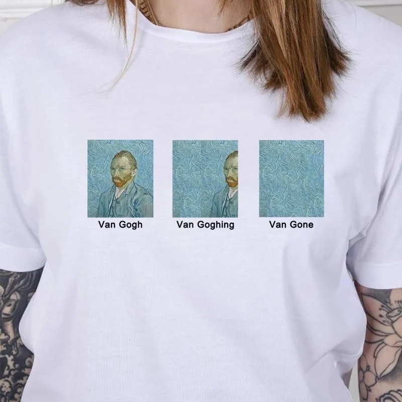 Van Gogs Van Goghing Van Aizgājuši Même Smieklīgi T-Krekls Unisex Hipsters Grafikas Tees Sieviešu Gudrs Iespiesti Tee Sieviete, T Krekls