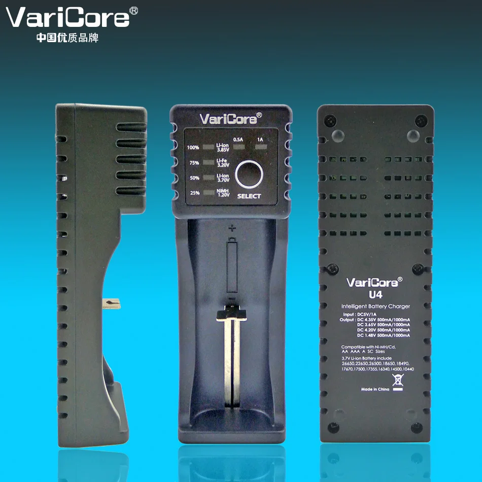 VariCore U4 V10 V20i V40 VL4 uzlādējami 1,2 V AA / AAA Ni-MH 9V bateriju lādētāju 18650 26650 21700 18500 3.7 V litija baterijas