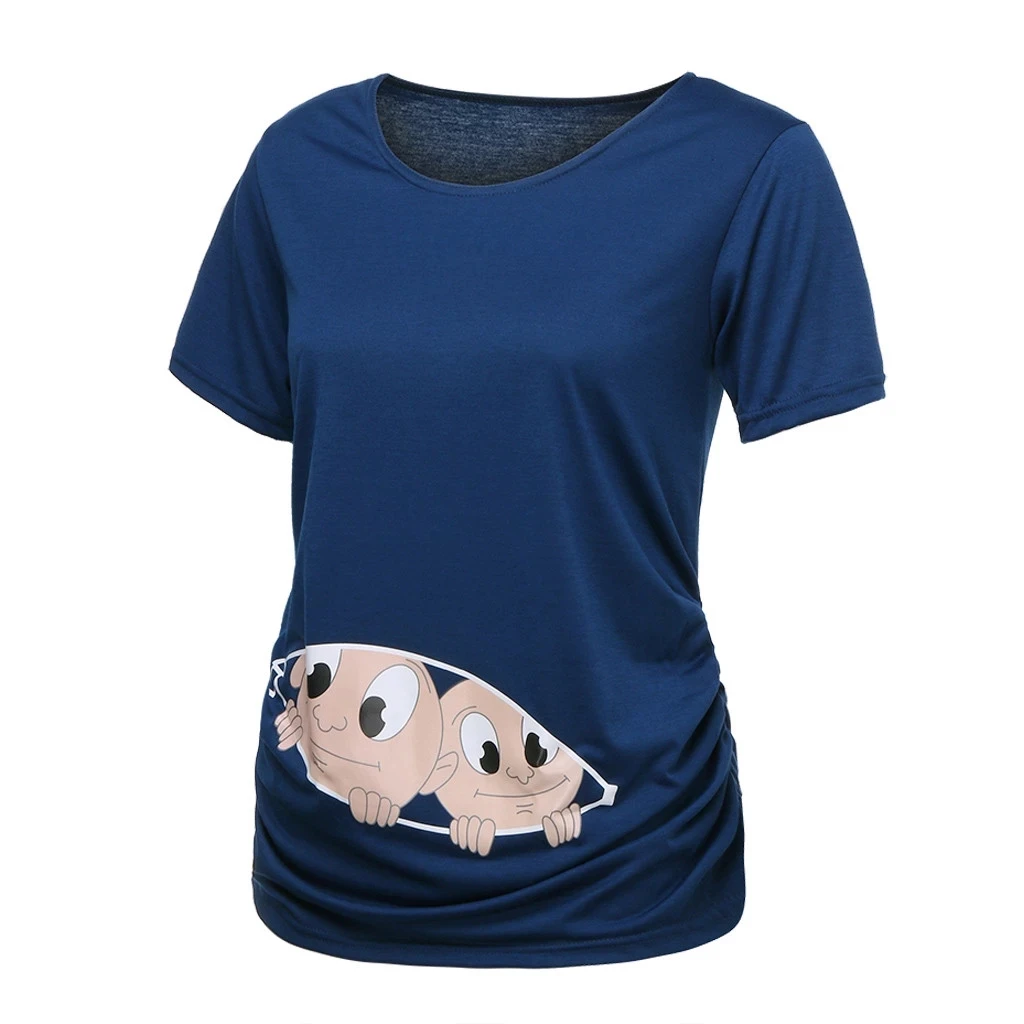 Vasaras Dzemdību Īsām Piedurknēm T Sieviešu Apģērbi Grūtniecēm Grūtniecības Rāvējslēdzēju Dvīņi Print Plus Izmērs S-3XL Smieklīgi T-krekls Top Tees