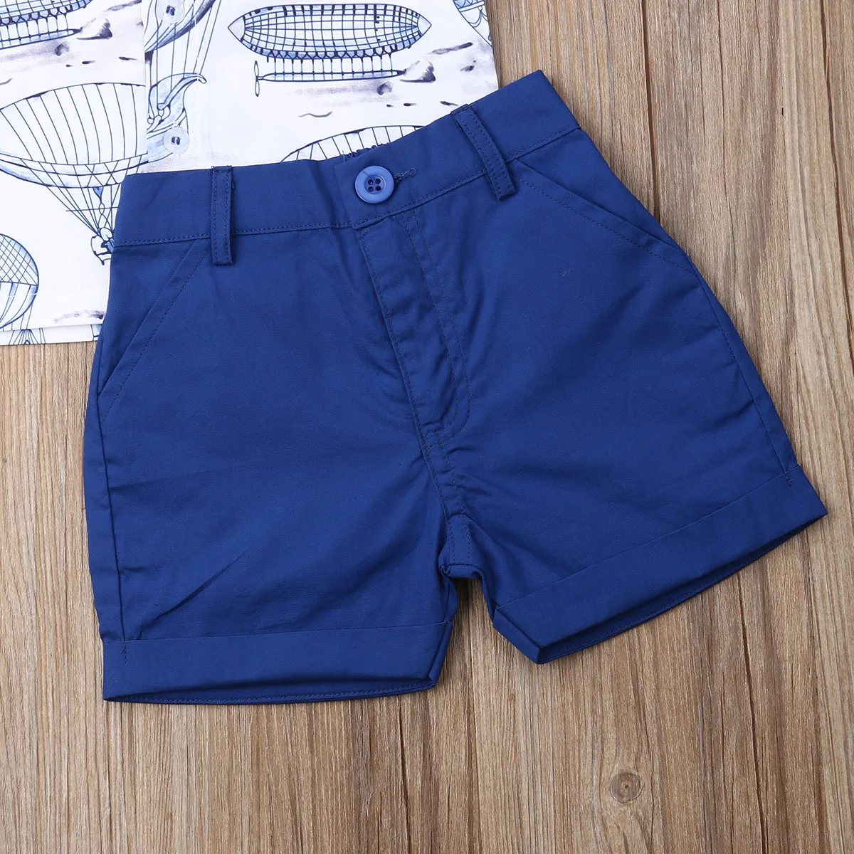 Vasaras modes toddler puiku drēbes uzstādīt īsām piedurknēm drukāts T-krekls + bikses brīvdabas atpūtas uzvalks