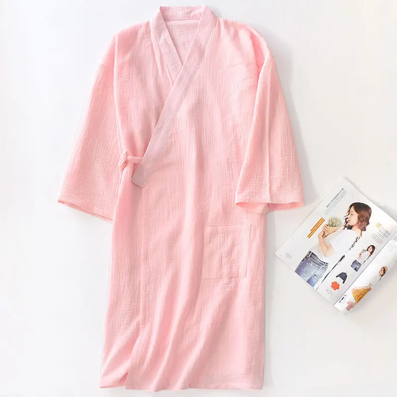 Vasarā Kokvilnas, Krepa Dubultu Marli Japāņu Kimono Drēbes, Sieviešu Halāti Sleepwear Pāris Halāti Ilgi, Kāzu Pidžamas