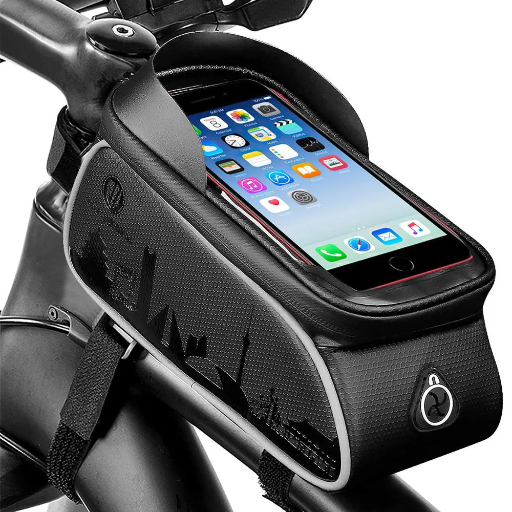 Velosipēdu mobilā tālruņa priekšējā rāmja bag velosipēda soma ūdensizturīgs mobilo telefonu plaukts top cauruļu soma, piemērota 6,5 collas