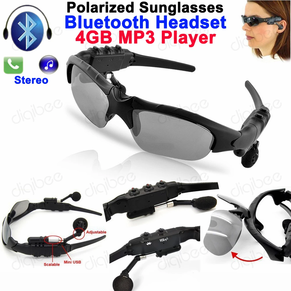 Viedās Brilles Bluetooth Austiņas Austiņas Polarizētās Saulesbrilles, 4 GB MP3 Player USB Flash Diska 4G U-disku, Bezvadu Stereo Austiņas