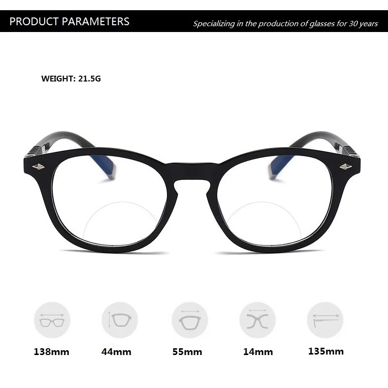 Vintage Bifocals vecuma tālredzība Lasīšanas Brilles Vīrieši Sievietes Sieviešu Retro Brilles Anti zili stari Dioptriju 1.0 1.5 2.0 2.5 3.0 3.5 4.0