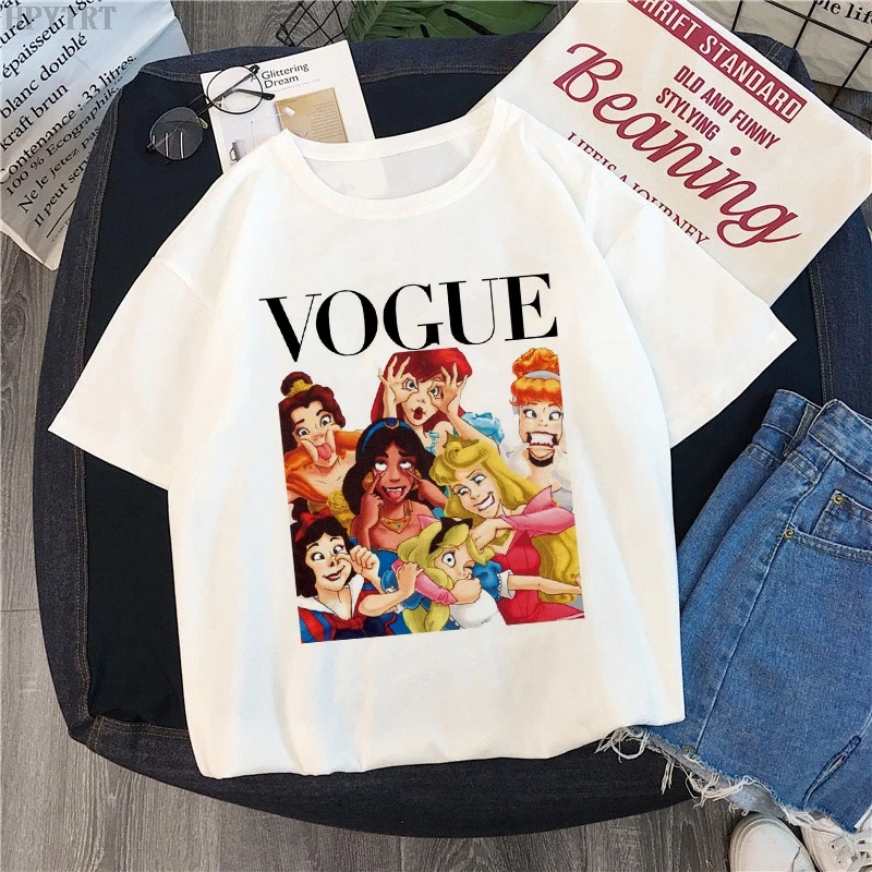 VOGUE vēstuli print T-krekls vasaras Harajuku sieviešu liela izmēra topi, T krekls modes Streetwear gadījuma īsām piedurknēm, sieviešu T