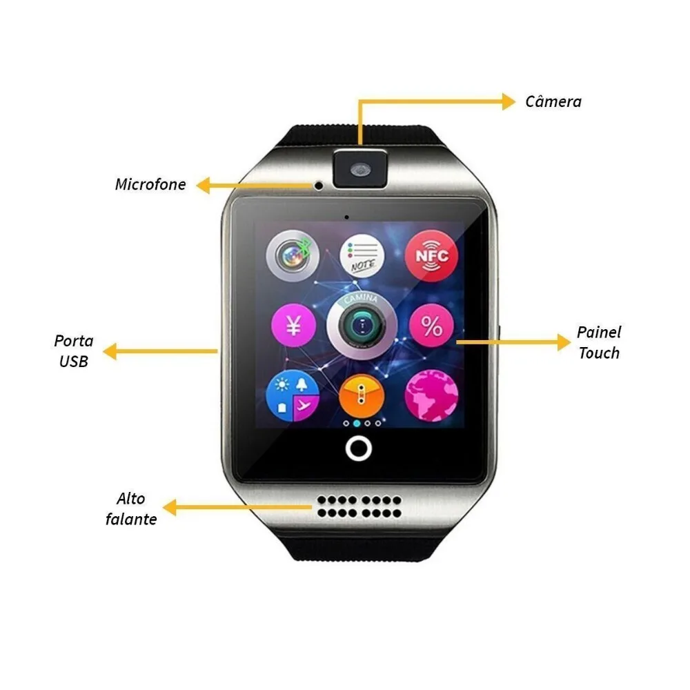 Vīrieši Bluetooth Smart Skatīties Q18 Ar Kameras Sinhronizācijas SMS Smartwatch Atbalsta SIM TF Karti Facebook Twitter, Whatsapp IOS Android