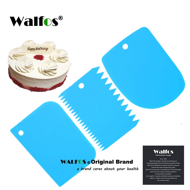 WALFOS 3Pcs/Komplekts Plastmasas Mīklas Apledojuma Karamele Skrāpi Kūka Dekorēšanas Konditorejas izstrādājumu Cepšanas Rīki Gluda Gluda Robaina Mala, Špakteles Kuteri