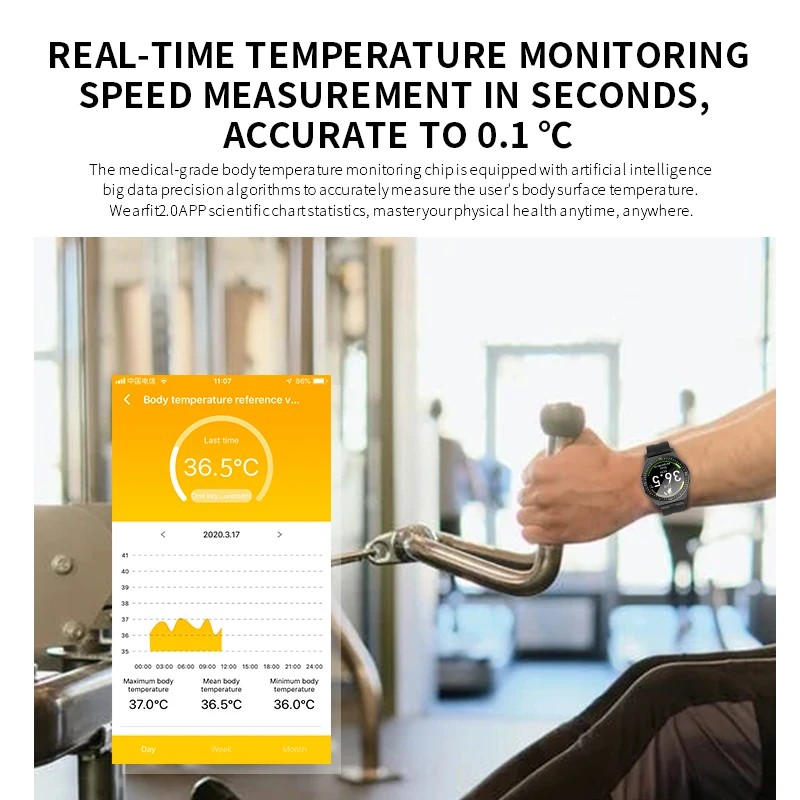 Wearpai TW6 Fitnesa Tracker ar Ķermeņa Temperatūra Smart monitor Pulksteņi Fitnesa Aproce ar Pedometrs Smart Aproce Sporta