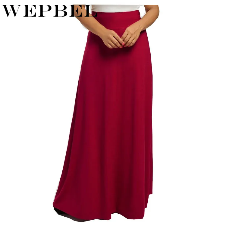 WEPBEL Svārki Sieviešu Modes vienkrāsainu Augsta Vidukļa Svārki Pavasarī un Rudenī Gadījuma Zaudēt Grīdas Garuma Svārki
