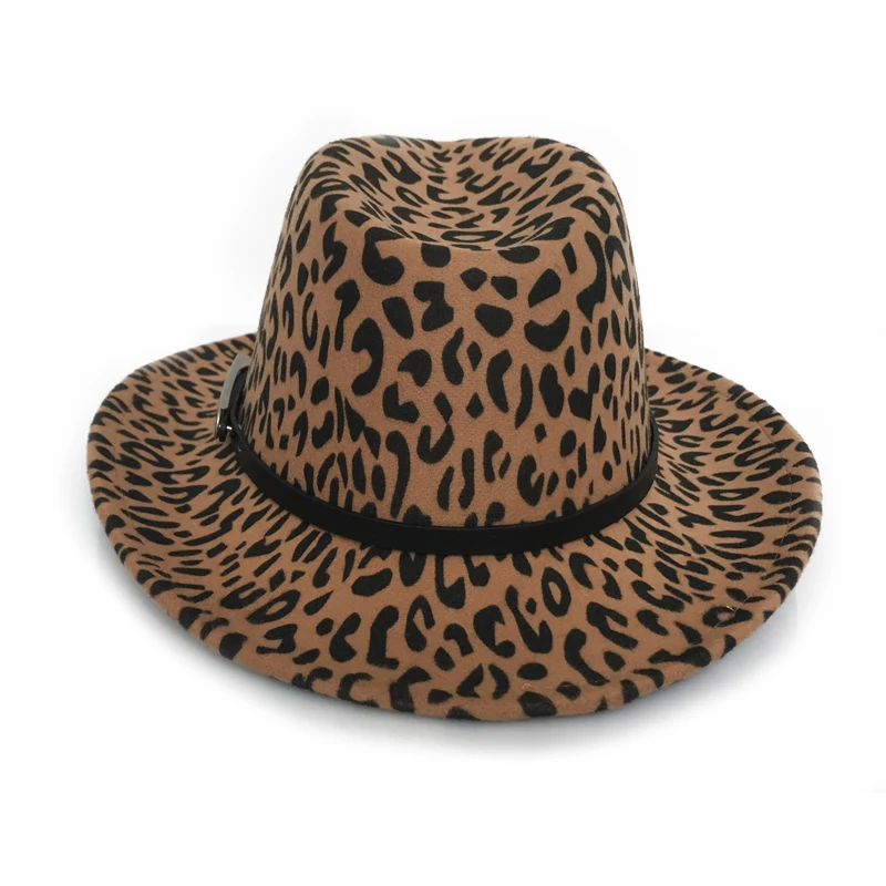 YY Rudens Rietumu Kovboju Klp Sievietēm, Vīriešiem Leopard Jutos Klp Ziemas Džeza Panama ar Jostu Roll-up Platām Malām Cowgirl FD19023