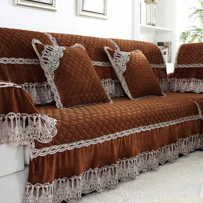 Ziemas plīša dīvāna spilveni, auduma spilveni, neslīdoša vienkārši mūsdienu Eiropas stila dīvāns dvieli