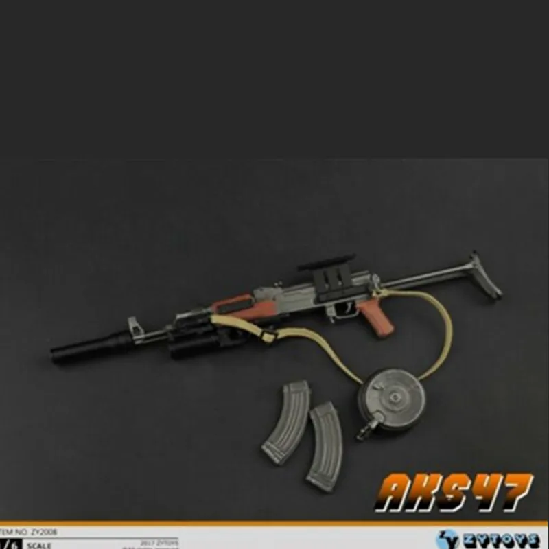 ZYTOYS 1/6 Mēroga AK47 AK47S + Klusinātājs Pistoli Modelis Ieroci Rotaļlietas Piederumi W Locīšanas Leņķis piemērots 12inch Rīcības Modelis Attēlā