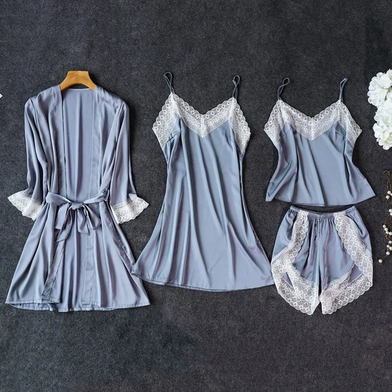 Zīda Pidžamu Sieviešu Sleepwear Uzvalku Jaunu 2020. Gada Vasaras Pijama Mujer Sexy Mežģīņu Apakšveļa, Sieviešu Pyjama Satīna Pidžamas Komplekts Naktsveļu